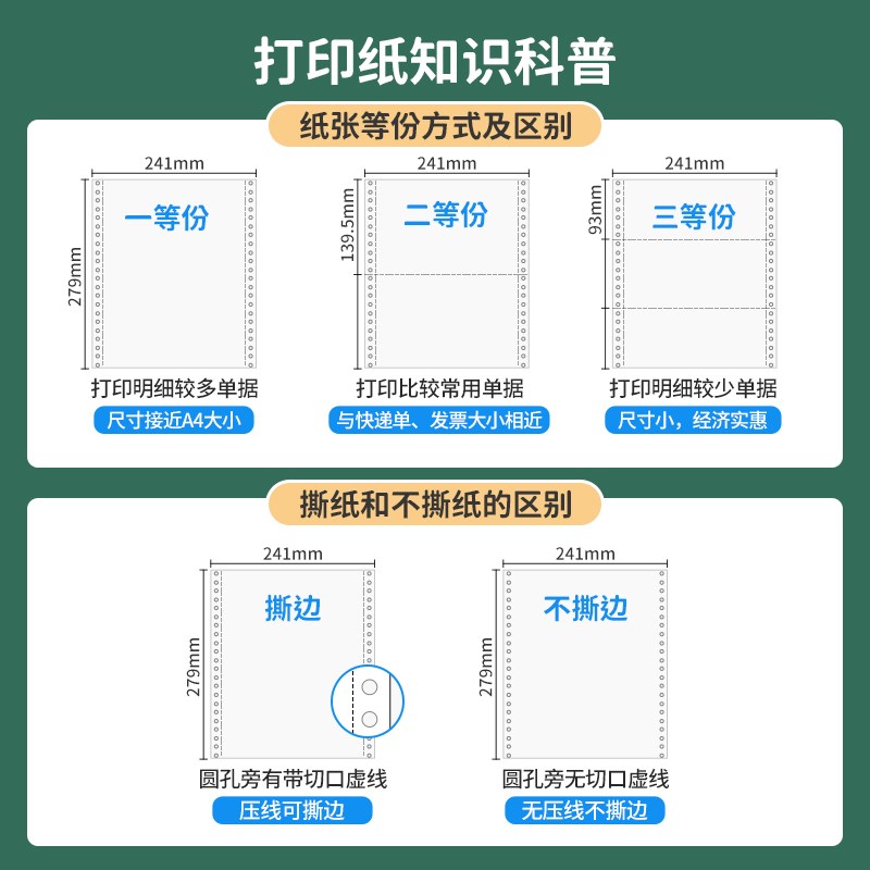 天色电脑连打纸电脑打印纸针式连打纸针式打印机纸三联二等分三联