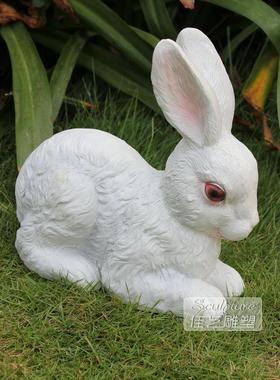 欧式玻璃纤维人物雕塑艺术品客厅户外落地摆设可定作动物小白兔子