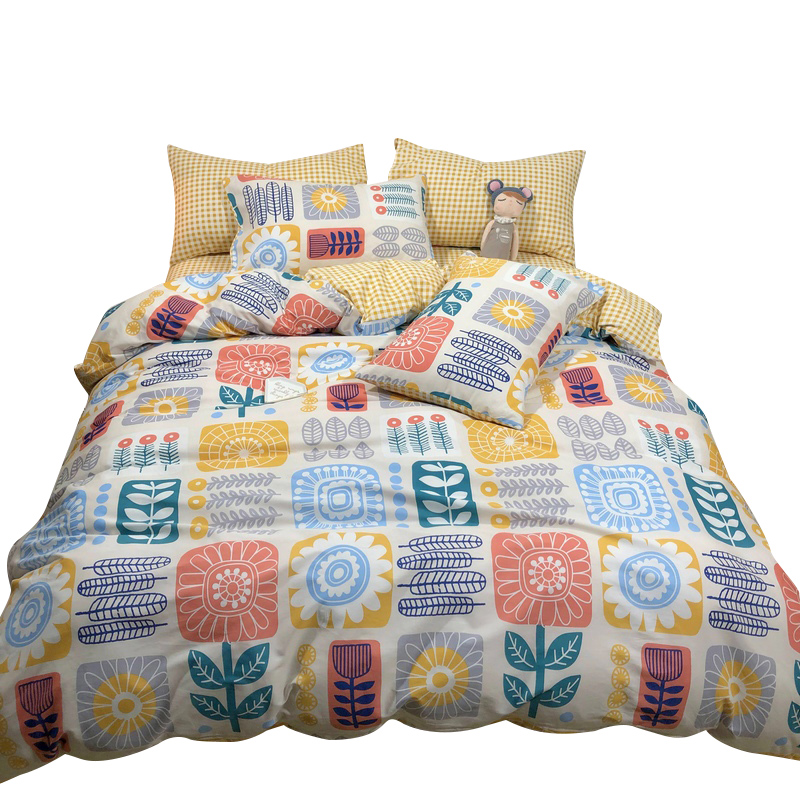 全棉碎花四件套00床单复古被套少女心公主风三4件套床上用品