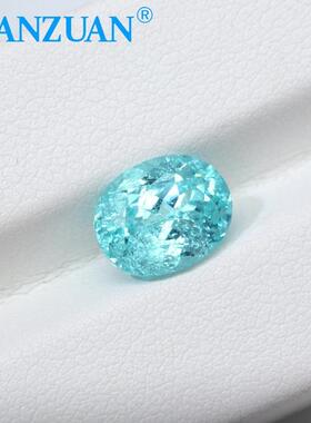 椭圆形蓝色霓虹感帕工拉伊巴色钇YAG人工培育铝石ATU榴天然切带