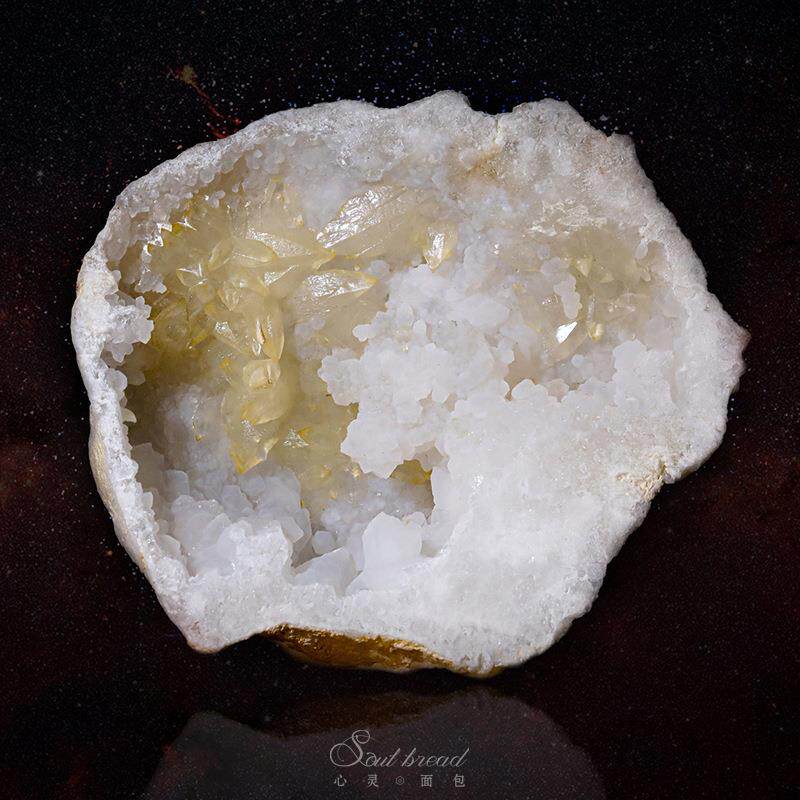 财天水然白晶簇聚宝盆水晶洞摆件无品牌/吸引善富改家居