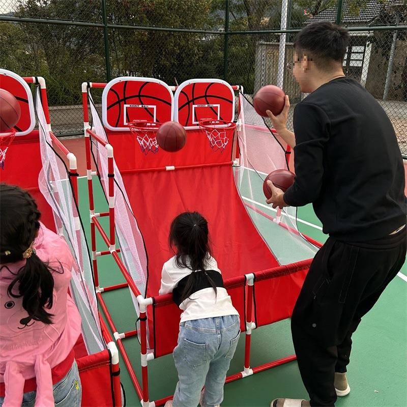 挂壁式儿童PTQ双人儿具园篮幼球框动活投篮机体育亲子互动玩篮垒