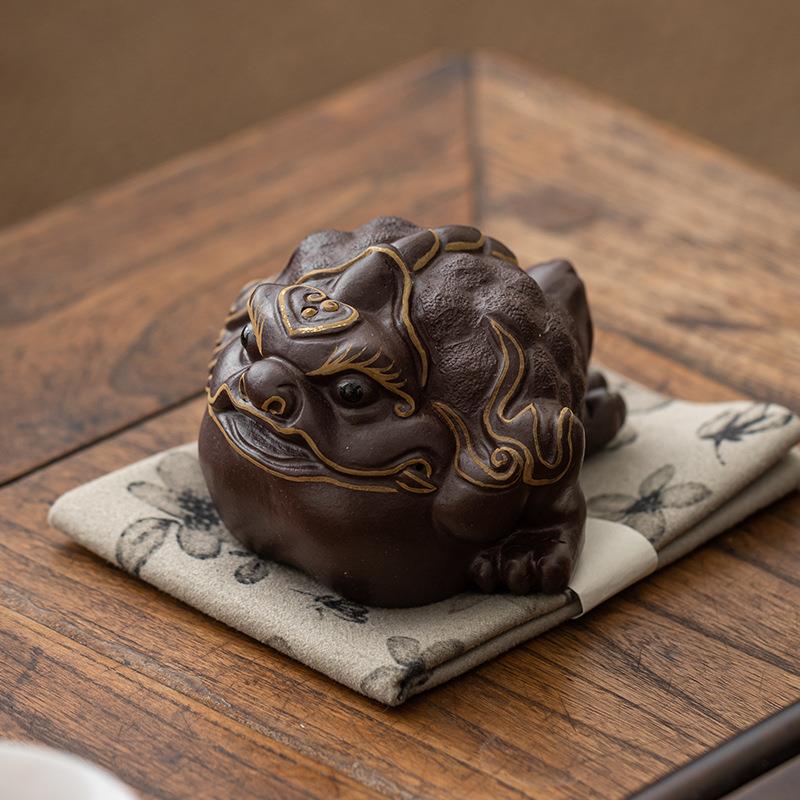 招财XXA紫砂可爱貔茶宠摆件品可养创意个精性玩茶貅桌茶茶台茶具