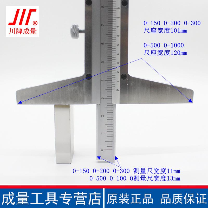 成量度高精度工业级不锈钢测量深游标卡0-1尺50RHP-020-300-500-1