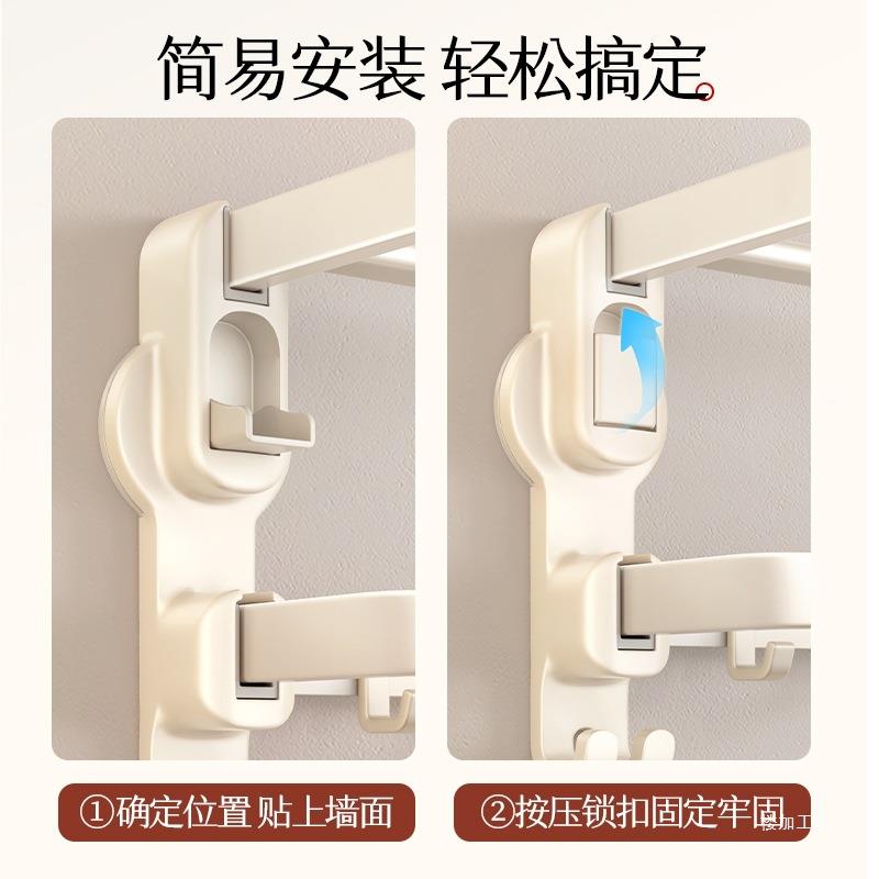 吸所盘巾卫架生间免打孔浴巾置物架子太空铝厕奶油风ltao7997浴毛