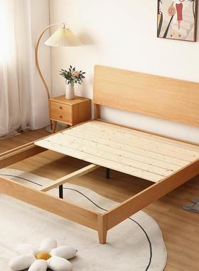 榉木实木床1.8双人床工厂直销现代床卧简约主婚LGW1米5儿童原木米