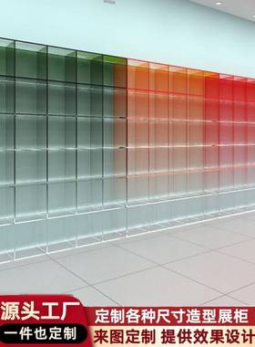 渐变色亚16342克置力展示柜悬空吊墙上展示柜架带货架灯发光物架