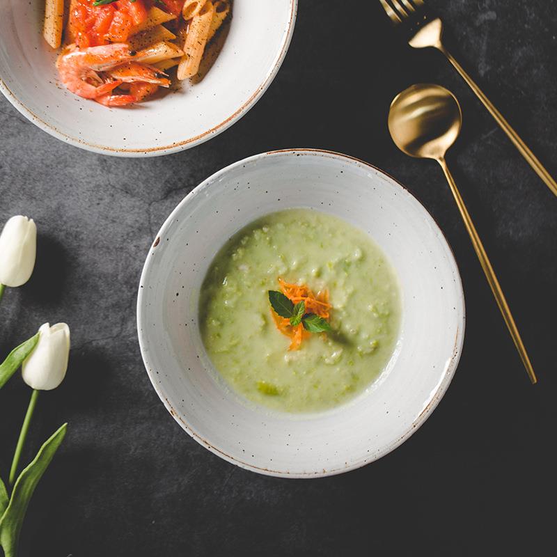 日式斗笠碗粗陶大号8英寸碗米F7658H88饭碗创意汤具餐复古手工个