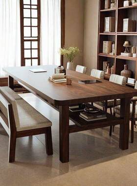 胡桃木桌客写厅书桌字台阅读学习长工作家用LQL餐桌办公桌两用