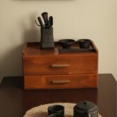 137复物古木质茶包收纳茶具配盒储盒抽屉茶盒茶站容器分格木件盒