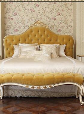 法式家具黄色布艺欧奢华复床古实木婚床别墅主卧式双人1.BKH8米大