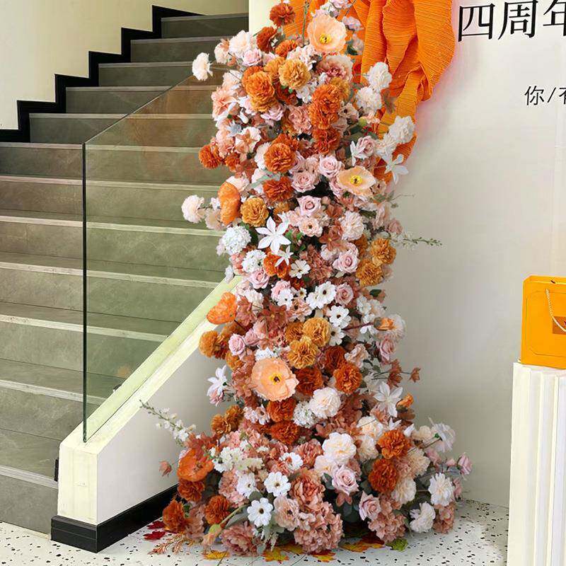 结婚门口拱花仿真花装饰牛角花架直门活播婚庆假动背景花无品牌/