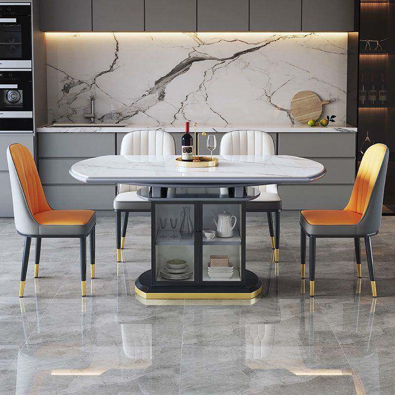 2026新款岩板餐桌椅小户型家用客厅伸缩轻奢饭桌方圆两用可变圆桌