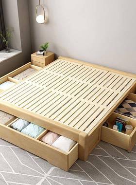 无床头床靠箱体小户PDD36882型榻落榻米床抽床屉式储物地无背架地