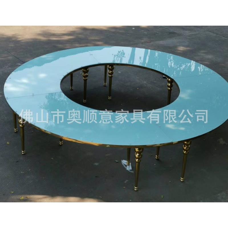 不锈IBY钢庆型家金色拼接S具O大婚圆桌直径340厘米婚礼餐桌圆桌子