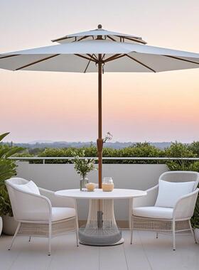 户外遮阳ZAI别墅庭伞院简约家用休闲台露台室外阳摆摊防柱晒双顶