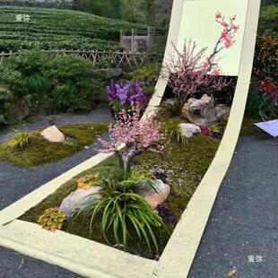 花鸟卷书拍本照区道具装饰造景景相框件画卷网红观打卡户外DFU景