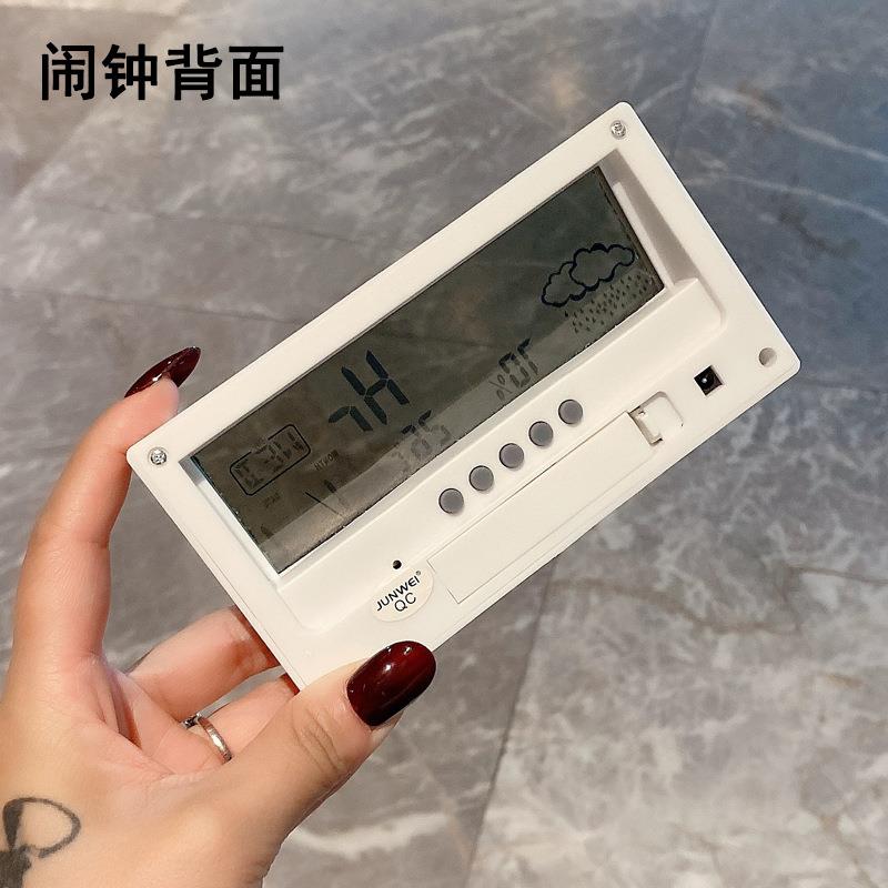 创意镶钻镜湿面闹钟多功能显带dd083温度度示床头台钟智天气能电