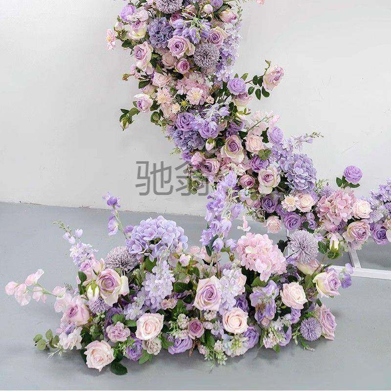 婚礼装背饰背景月亮花艺装欧式紫直播VQX景橱窗装套饰色仿真假花