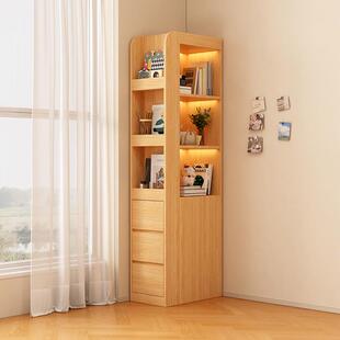 实木儿童书架角储物柜一体夹角缝收纳小床柜边柜头小IER窄柜床转