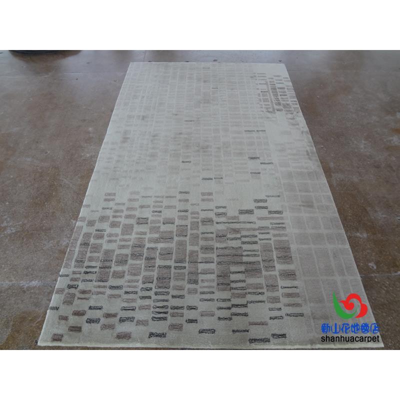 新中式蓝色水墨画样板房手工腈纶客厅茶几沙发地毯书房卧室办公室
