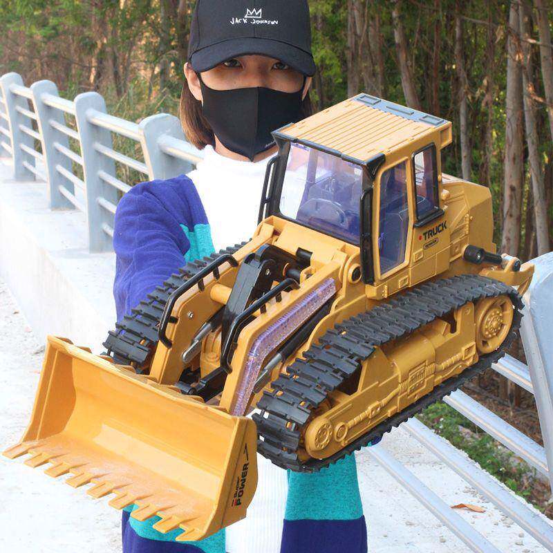 儿童具男工孩遥控KEK推土机电挖动铲车模型无玩线机合金大号充电