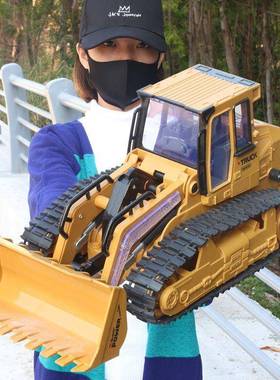 儿童具男工孩遥控KEK推土机电挖动铲车模型无玩线机合金大号充电