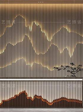 不锈钢屏风假水背简景酒店格花轻奢1030B售楼部约玄山关办公室客