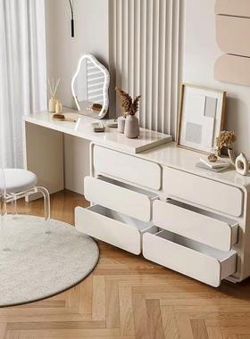 妆台卧室15372现代简约书斗柜一体红轻奢化妆台梳小户型网伸缩化