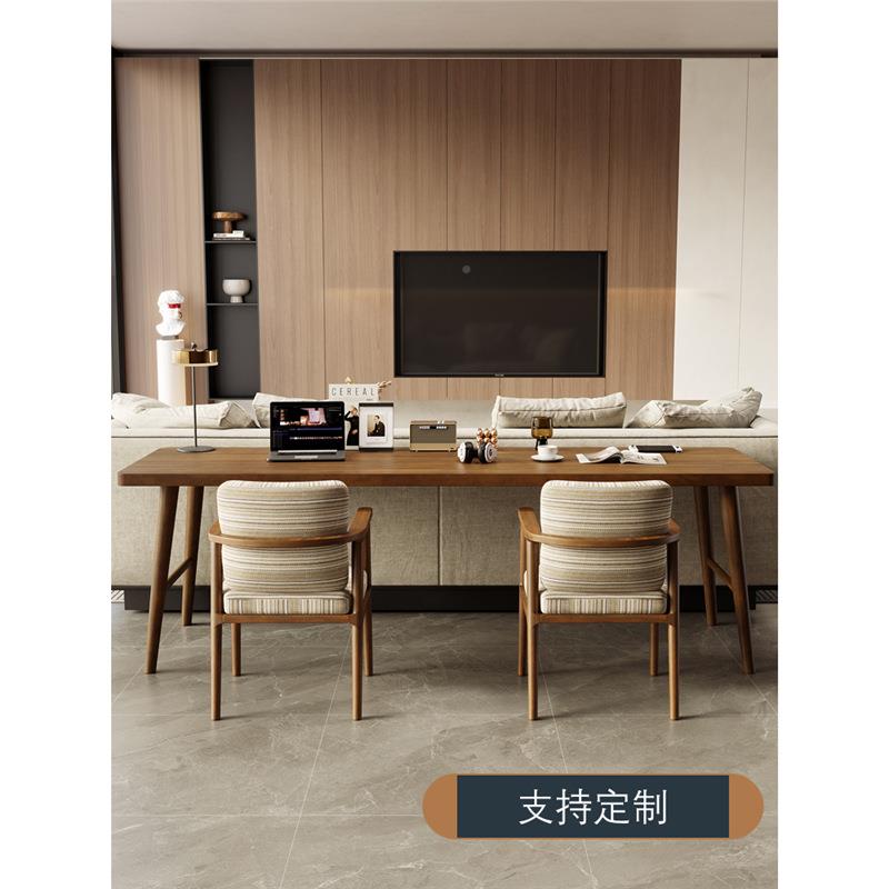 全实木靠沙发书简桌双人电脑KFC桌学家用客厅习桌办公约桌写字工