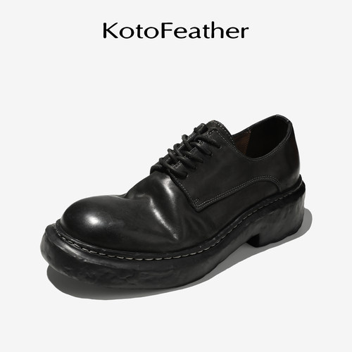 珡羽KotoFeather 马臀皮德比鞋手工固特异增高男鞋休闲皮鞋新款