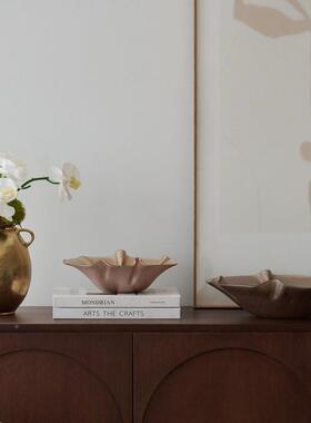 盘土耳手PCZ其花高档工玻璃波浪边玫瑰金果盘样板间餐厅茶几收纳