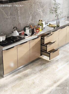 不锈钢易家IFY用简灶物台水盆一体纳碗柜组装经收济厨房柜子储柜