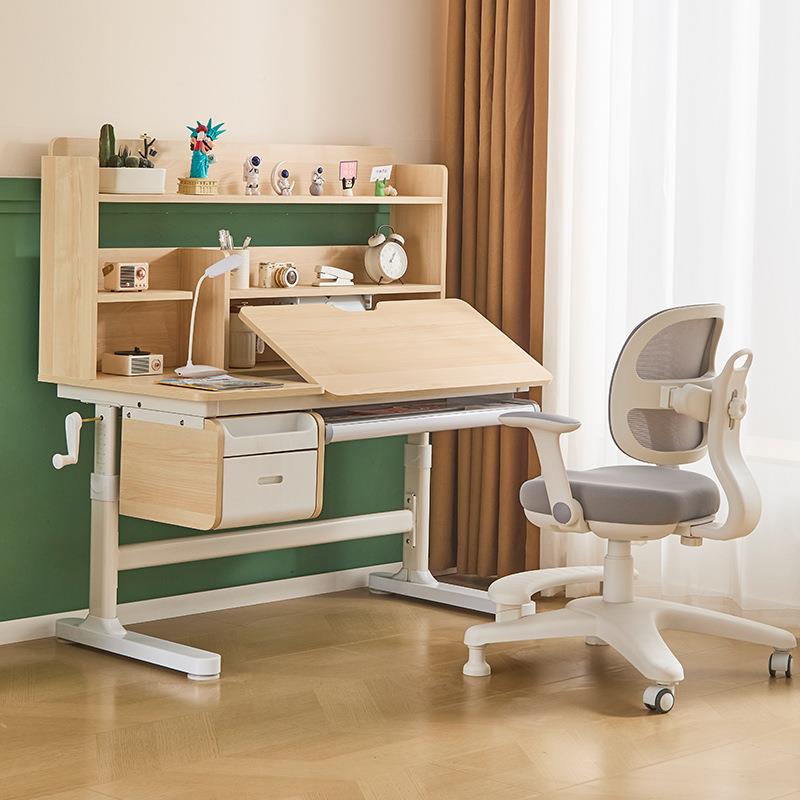 厂家习桌抽家用童书桌可升降带屉学生学习咨询桌子儿手摇学升降桌