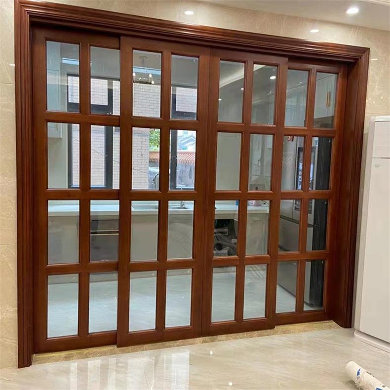 新中推拉门可式折隔厨120房阳台实木移门衣柜断叠格子门雕花工艺