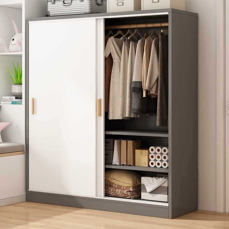 衣柜家用卧室实木质推拉门柜子简易出租房屋用2024新款儿童大衣橱