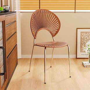 妆凳靠背餐椅家用餐厅贝子壳茶椅复古餐MFYT228桌古风实木椅网子