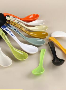 5只装F97T8579密加胺厚勺子商用饮店长柄0汤勺饭店餐勺子塑料仿瓷