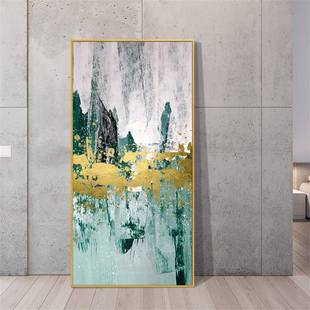 油画手绘装 玄关A629金箔抽黑白脉象饰画客厅沙山发背景走廊 新中式