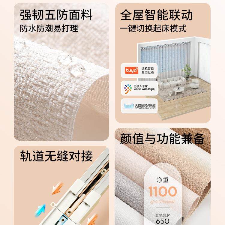 电动梦幻帘智能语窗音窗台帘客厅阳落地帘隔断竖百叶纱遮TQO阳帘