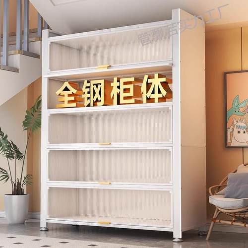 制家用钢厨房收纳柜落地多置架微波物炉烤箱橱柜带层门防防尘储物