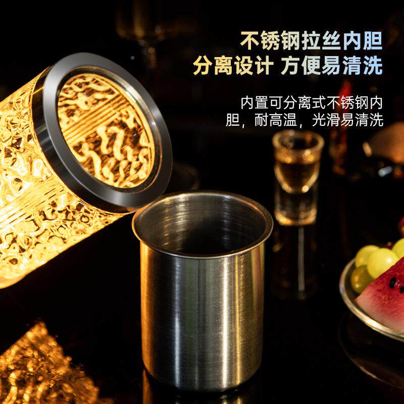 灯酒733吧围感台氛发光冰纹小夜灯餐吧清吧桌不锈钢内灯胆烟灰缸