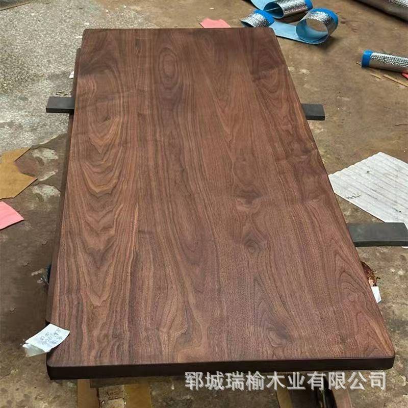 复古黑胡桃色老榆木原木大板桌面整板风化实木吧台板踏步地板装饰