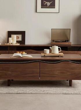 北美胡黑茶桃木几客厅家用现代轻奢全实木户CJ-20252型长方小形榫卯茶几桌