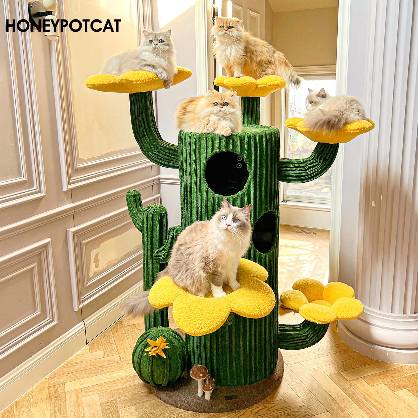 蜜罐猫大型猫爬架仙人掌风格猫树耐用超大型猫架刨花板材猫窝架地
