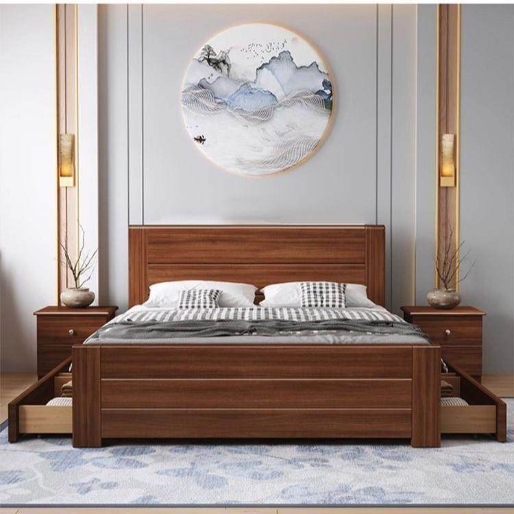 中式实木1床.8米双人床简约家1用现代1.5经型单人床济.无品牌/2米