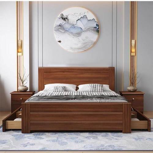 中式实木1床.8米双人床简约家1用现代1.5经型单人床济.无品牌/2米