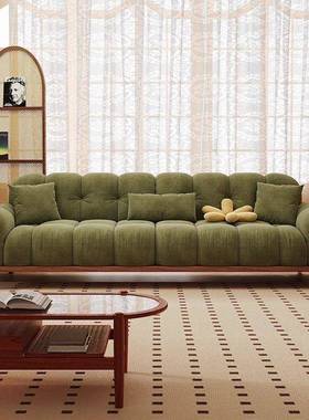 复古钢琴键尼尔绒布雪艺沙风发客厅脚小户型实木高云MPH朵沙发