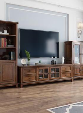 ft美式白全实木电视柜胡色几电视柜茶组合套F757SHTH装桃小户型简