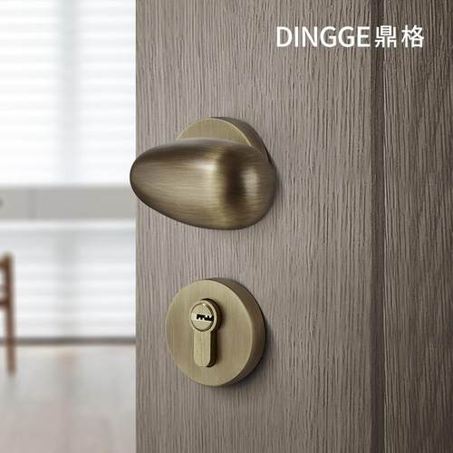 式鹅蛋门把手室门锁室内磁静音复古房门吸锁法儿卧童金色木门无品